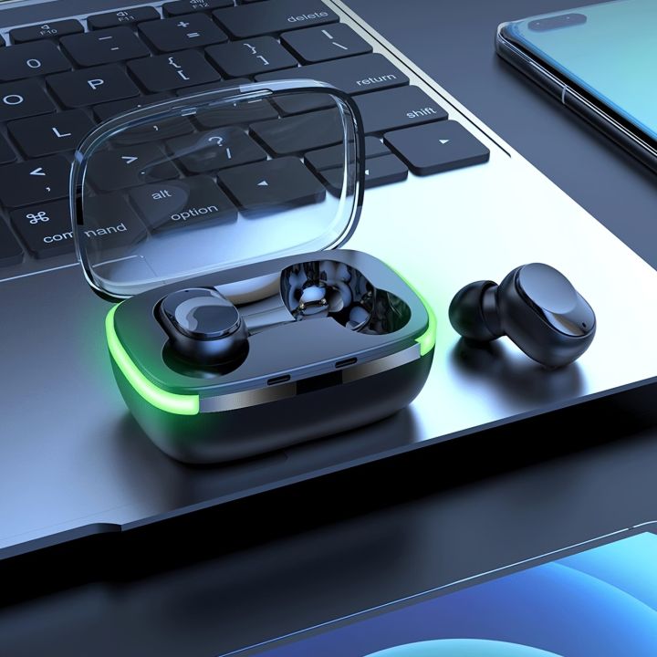 TWS V5.1 True Wireless Stereo Earbuds, TWS Gaming Hand Free Headphone, Low Latency Low Power Consumption Headset, Auto Power On, Ergonomic Design, Dual Connect, Water Proof IPX4 Earphones With RGB Light Charging Case Built In Mic For Mobile Phone Android