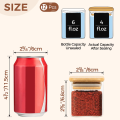 12 Pieces Mini Square Glass Spice Jars with Bamboo Lids, 150ml Square Glass Storage Jars with bamboo lid , Glass Container for Spice, Salt, Sugar, Seeds, Nuts Etc. 