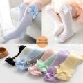 【HOT】 Kids Children's Socks For Girls Boys Bow Knee High Fishnet Socks Soft Cotton Cartoon Anti-Mosquito Socks Newborn Socken Clothing. 