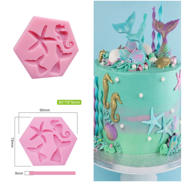 Mermaid shaped Silicone mold Versatile Ocean themed Professional Fondant mold Ocean theme Cake making Cake mold for Home baking Professional bakery DIY cake decorating Party desserts Ocean themed