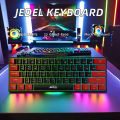 Gaming Keyboard Megakey Wired Gaming Keyboard- 61 Keys Compact Mechanical Keyboard, with RGB lights Double Shot Keycaps with LED Backlit, blue Switch-Black colour. 