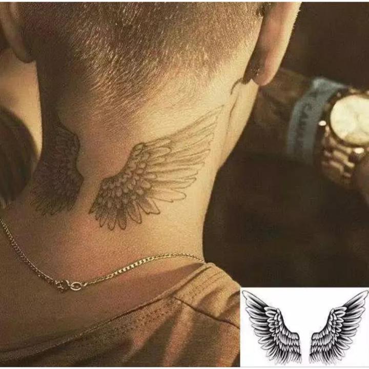 Waterproof Temporary Tattoo Bieber's Wing Angel Flash Tattoo - Neck Tattoo