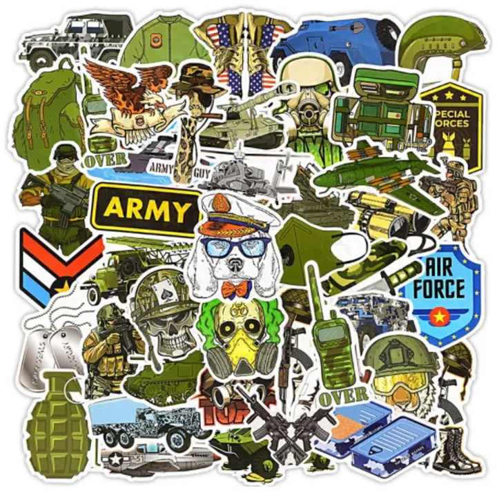 10 Pcs/Pack Military Army War Equipment Cool Waterproof Decal Stickers ...