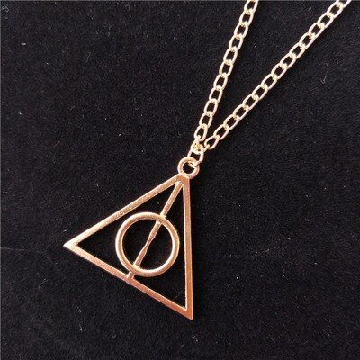 New Triangle 3 Color Movie Har-Ry Triangle Artifact Pendant Necklace Movie Trendy Jewelry Long Chain Dropshipping
