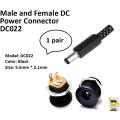 Male and Female DC Power Connector | DC022 | Socket Jack Plug. 