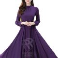 [ROYAL ROPA] Imported Crepe Stuff Purple Party Wear Long Maxi For Women/Girls RR-87. 