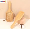 Bamboo Wooden Bristle With Tips Large Size Brush Scalp Massage Hair Beauty Large Plate Comb Home Use, Natural Bamboo Air Cushion Hair Brush Wooden Massage Comb for Smoothing Detangling Anti-Static Hair Care. 