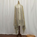 Self Checkered Embroidered Pure Malai Lawn Summer Shawl | Namaz Chadar | Chaddar For Girls | Dupatta For Women | Mominas. 