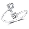 Elegant Initial Letter A-Z Crystal Zircon Fashion Rings with 1-Year Warranty. 