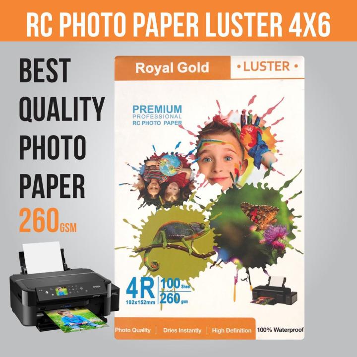 Premium Rc Photo Paper Luster Royal Gold Size 4x6, 100 Sheets