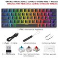 RGB Gaming Keyboard - Mechanical Keyboard Blue Switch Wired/Wireless Mini RGB Keyboard 61 Keys With Out Numpad - RGB Light Mechanical Keyboard Black/White - Detachable TYPE-C Wired/Wireless For Professional Gaming - Compatible With PC & Laptop. 