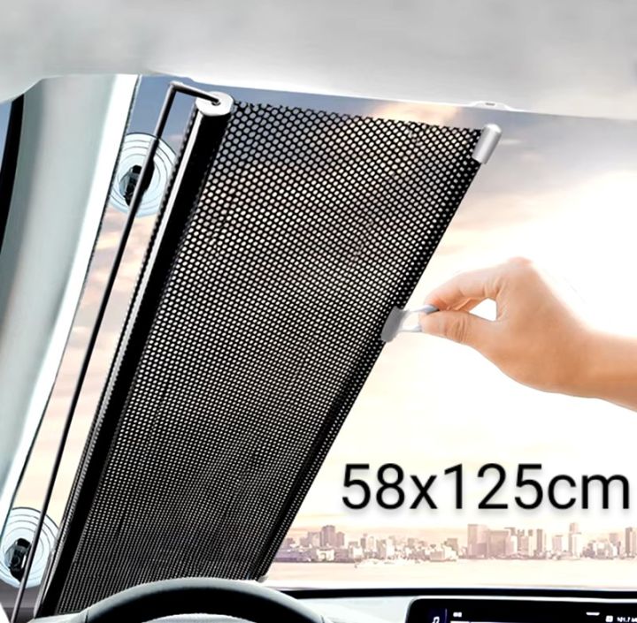 thumbnail image 2 of Universal Car Sun Shade – Front Windshield, Silver Polyester, UV Protection, Foldable With Storage Bag – Fits Car, Truck, SUV 2 of 4