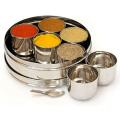 Stainless steel spice box with spoon -Masala box. 