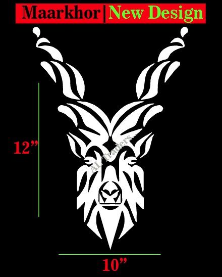 Markhor, Maarkhor, Markhore Bumper Sticker "(New Design)" Size - 12" x 10" inch Large Decal for "Car Back Mirror" | Premium Quality