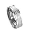 Wide Roman Numeral Men Ring Stainless Steel Simple Smooth Finger Ring Fashion Jewelry. 