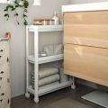 IKEA 2-Layer Shelf Trolley Black/White, 54x18x71 cm, Compact Design for Small Spaces. 