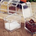 Transparent Salt Pepper Shakers Seasoning Jar -Crystal Clear Box Acrylic Spice Rack Storage Container Condiment Jars Cruet with Cover and Spoon Kitchen Utensils Supplies -4 pcs/set. 