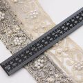 1 yards 40mm Ethnic Beaded Embroidery Organza Ribbon for Diy Headwear Accessories Clothing Dress Pearl Lace Decoration. 