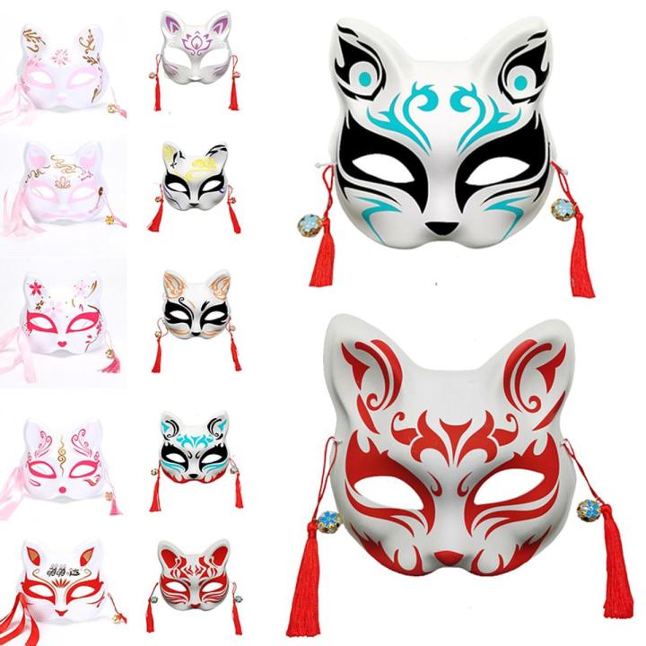 Anime Fox Mask HandPainted Japanese Half Face Cat Mask Masquerade