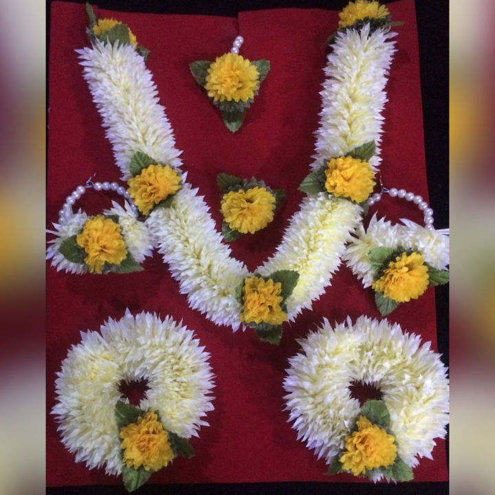 Bridal Artificial Flower Jewellery Set For , Mendhi, and Multi function