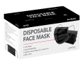 Disposable Face Mask Black 3 Protective Layers, Nose Pin Cover , 50 Pcs-Pack of Box Adult. 