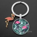 Cute Pink Flamingo Women Keychain Lovely Anime Swan Car Key Ring Holder Bag Charm Pendant Best Friend Accessories Gift. 