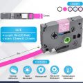 Compatible Label Tape Replacement for P Touch TZe TZ Tape 12Mm 1 2 Inch Laminated  Berry Pink Pink Purple Blue White  for Brother Label Marker. 