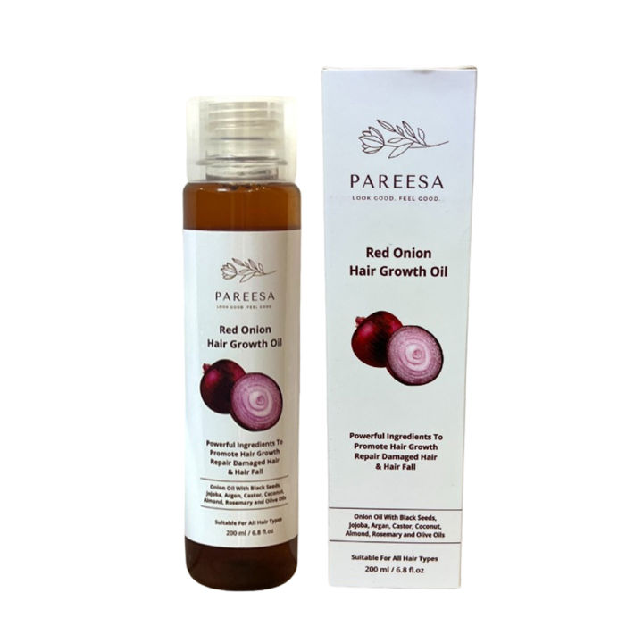 PAREESA Onion oil for hair growth, Onion Seeds Oil (200ml), 100% Pure Natural Hair Oil, Cold pressed Oil, Onion oil with Black seeds, Onion Hair Oil, Onion oil with Black seeds oil, Anti Dandruff