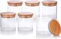 200ml Small Clear Glass Jar with Bamboo Silicone Sealed Lid (6 Pack) Nuts Spice or Kitchen Storage. 