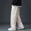 Cold Weather Sweatpants Comfy Fleece Pants Thick Plush Men's Winter Pants Elastic Waist Wide Leg Soft Sports Trousers. 