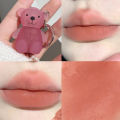 Lip&Cheek Two Use Cute Bear Keychain Lip Mud Matte Velvet Blush Lipstick Waterproof Long Lasting Non-Stick Cup Lip Gloss. 