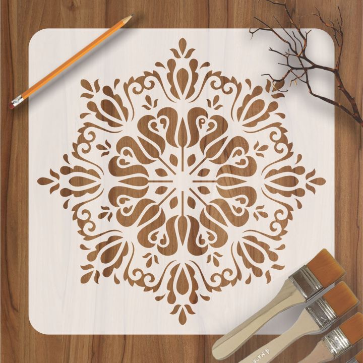 Classic Round Flower Pattern Reusable Stencil Airbrush Painting Wall Art DIY Home Decor Scrap booking Album Crafts