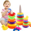 Plastic Rainbow Stacking Ring Toys for Kids, Baby Rings Toys 9 Pics Set. 