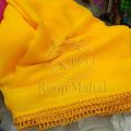 Crinkle Chiffon Dupatta Lightweight Fancy 4 Side Ring Lace Elegant Party Wear for Women & Girls Multiple Colors. 
