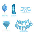 Happy Birthday Balloons & Bunting Banner Flag Theme Set For " I Am 1 Today " First Birth Day & Born Day Celebration Party Event Aluminum Foil Mylar, Sold Balloon Decoration Rooms, Lawn, Lounge, Halls Photo Booth Prop Decor Party Supplies Ballon. 