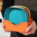 10 Plate with Stand Food Grade Plate Plastic Multi-function Creative Spit Bone Dish Household Dish Round Square Elliptical Plate Set Dining Table Garbage Plate. 