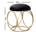 Nestroots Sitting Stool for Living Room Furniture Ottoman pouffes for Sitting | Metallic Side Table Puffy Foot Stool with Metalic Ring Gold Legs Home Furniture. 