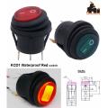 SPST 3 Pins ON OFF Waterproof Round Rocker Toggle Switch Red LED Light KCD1-5-10. 