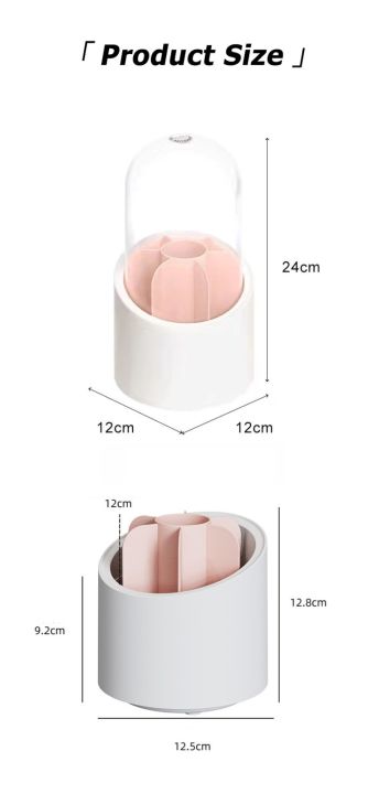 Upgrade%20your%20vanity%20with%20our%20Makeup%20Brush%20Holder%20%E2%80%93%20a%20sophisticated%20360%C2%B0%20Rotating%20Organizer.%20The%20clear%20cover%20and%205%20compartments%20add%20glamour%20to%20your%20cosmetics%20storage,%20keeping%20essentials%20organized%20with%20ease.%20Elevate%20your%20beauty%20routine!%20-%20Image%208