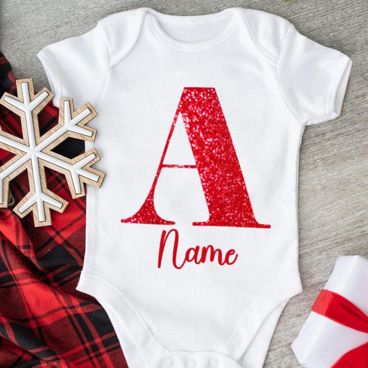 Custom Name ⭐ Personalized Alphabet Baby Clothes Girl Boy Baby Romper Infant Onesies New Year / Christmas Jumpsuit Newborn Gift