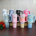 Imported 1180ml Stainless Steel Stanley Quencher 2.0 Tumbler Portable Thermos Cup with Leak Proof Lid and Straw, Large Capacity Car Cup Insulated Cup, for Hot and Cold Beverages Original Stanley Tumblers for Girls Stylish Marble Tumblers. 