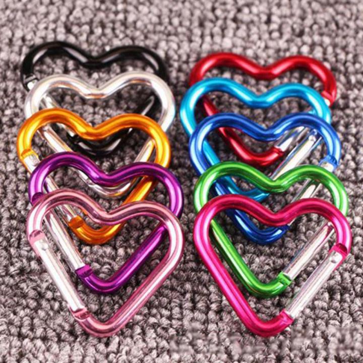 Heart-shaped Aluminum Carabiner Key Chain Clip Outdoor Camping Keyring Hook Water Bottle Hanging Buckle Travel Kit Climbing New