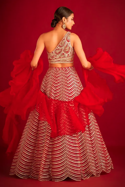 Red Ruffle Dupatta Most Trending Article Of The Season❤😍😍