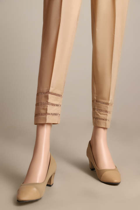 Saya Stitched Plain Cotton Pant Piece Trouser Bottom For Women