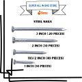 Steel Nail 1 inch | Steel Nail 1X1/2 inch | Steel Nail 2 inch | Steel Nail 3 inch |  Steel Nail Pack | 1 inch, 1x1/2 inch, 2 inch, 3 inch | Durable High-Quality Steel Nails for Construction & DIY Projects. 