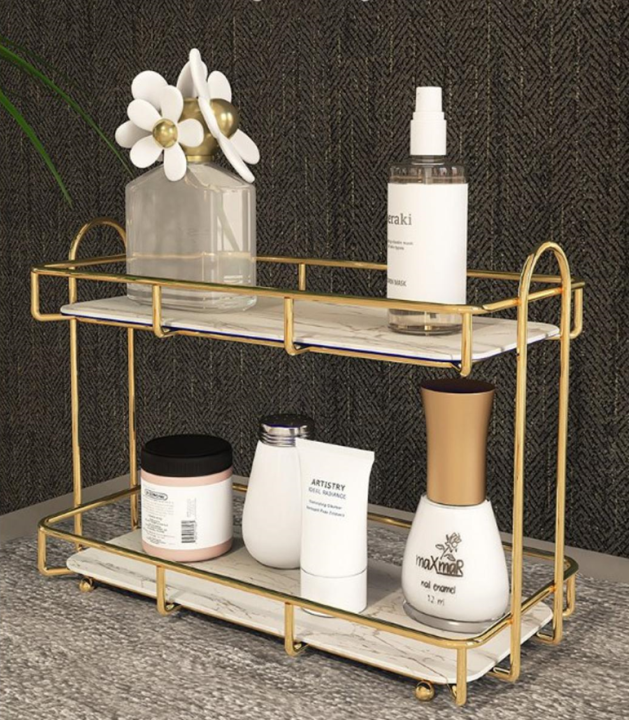 Stylish Cosmetic Rack Makeup Organizer metal Shelf Acrylic Holder design Large-Capacity Cosmetic Storage Box