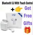 i12 AirPods Wireless Original \ Earpods With High Quality Touch Controls Sensors for all android and iphone. 