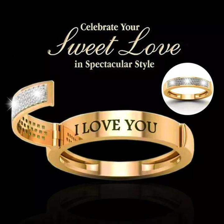 Secret Love Hidden Message "I Love You" Crystal Promise Ring - Free Size