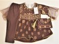 Baby Girl Stylish Eid and Wedding Dress For 1 to 6 year Frock and Pajama in Brown Color. 