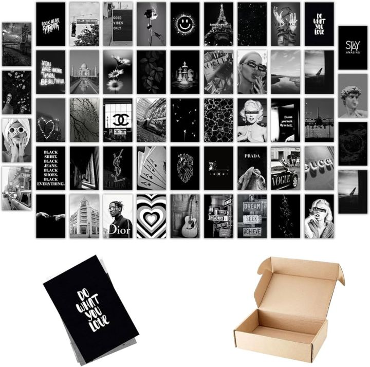 50%20PCS%20Aesthetic%20Black%20Theme%20Photo%20Cards%204x6%20Inch%20Glossy%20Prints%20for%20Wall%20Decor%20-%20Image%209